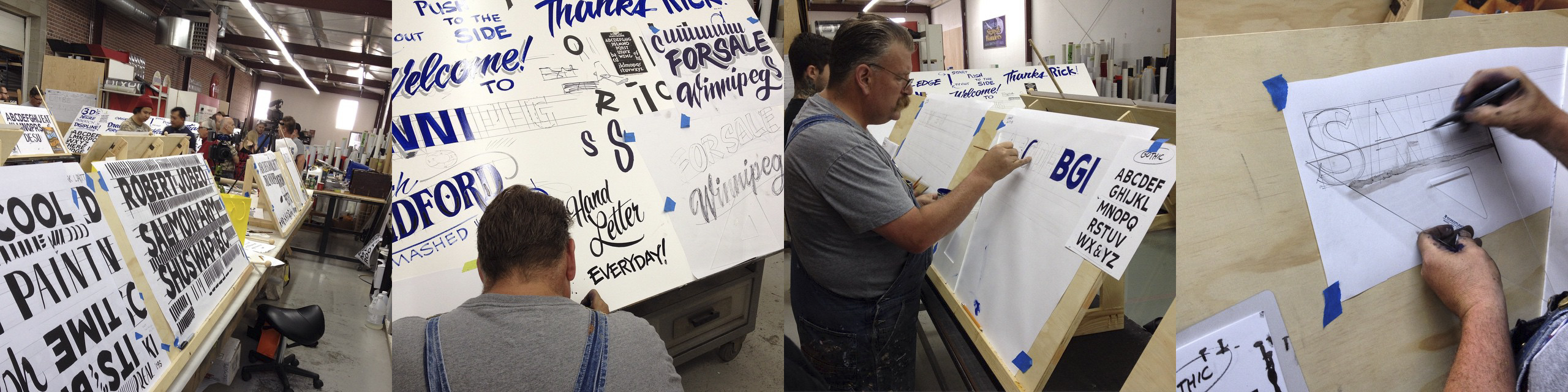 photos of Rick's hand lettering classes.